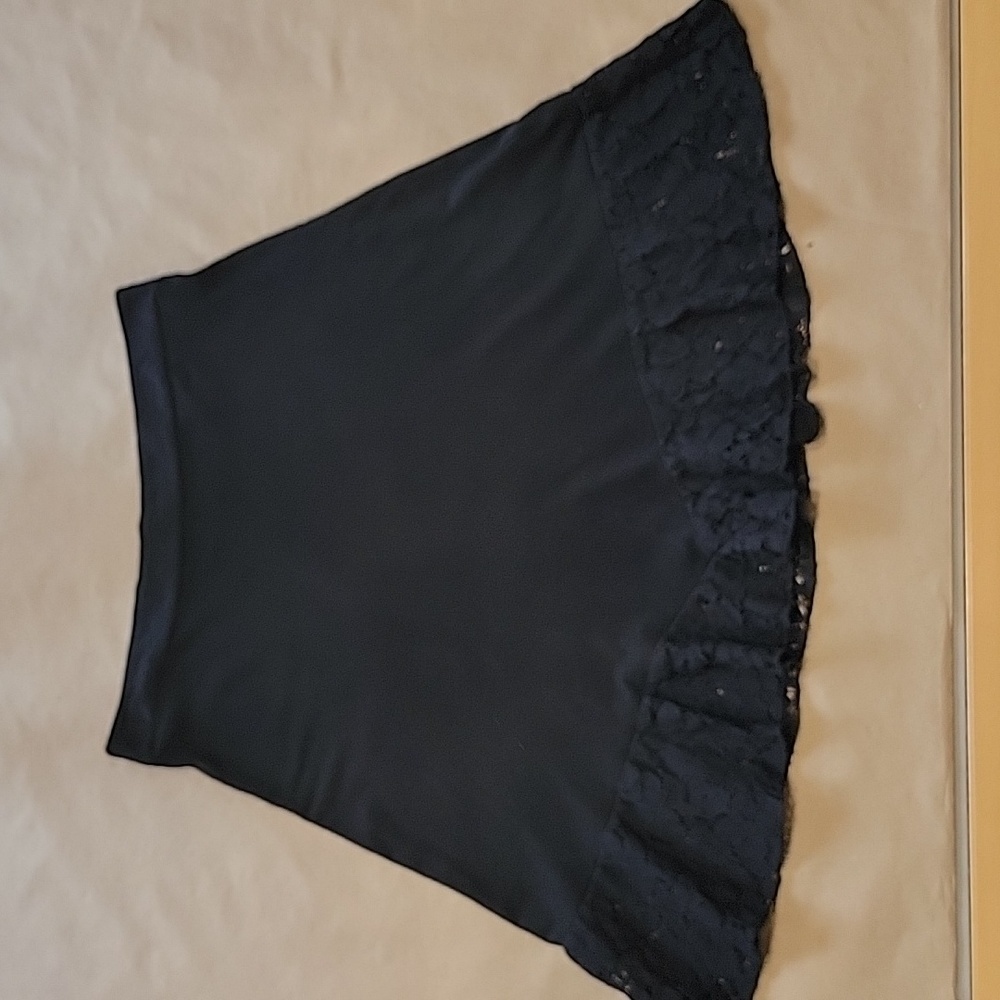 Xylem Size S Black Bamboo, Organic Cotton, Spandex Calypso Ruffle Lace Skirt EUC